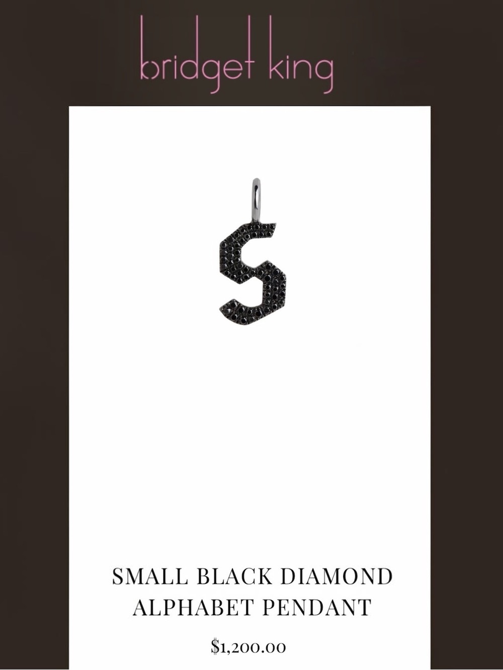 Black Diamond Pavé ‘S’ Pendant